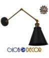 GLOBOSTAR® CRUCE 01037 Vintage Φωτιστικό Τοίχου - Απλίκα με Ντουί 1 x E27 AC 220-240V IP20 - Μαύρο & Χρυσό - Μ19 x Π63 x Υ77cm